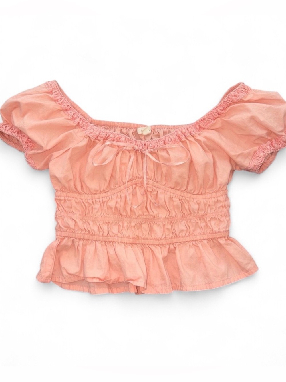 Pink Milkmaid Trim Poplin Top Cotton